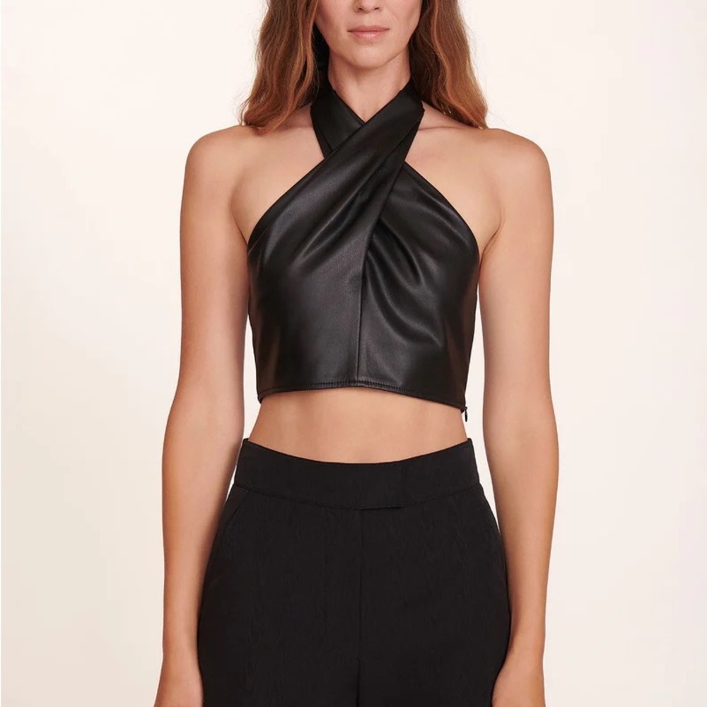 NEW STAUD Kai Faux Leather top Size 12